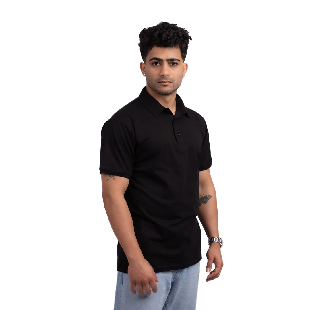 Black Stretch Polo T-Shirt