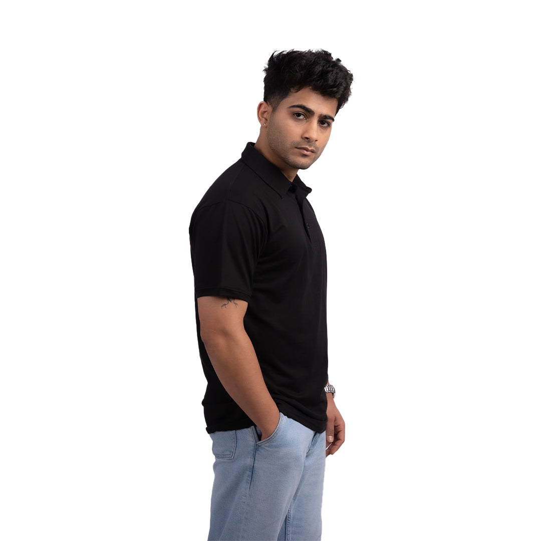 Black Stretch Polo T-Shirt