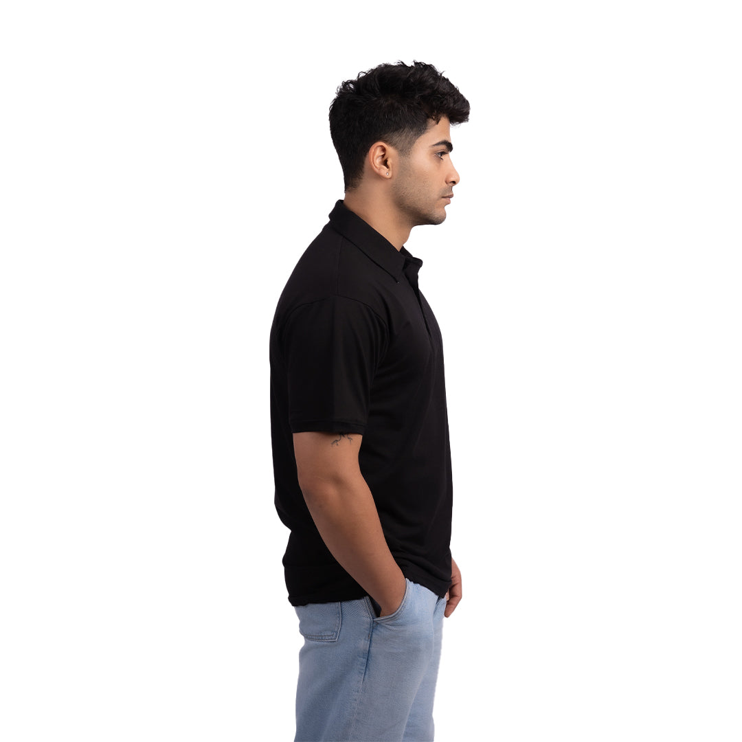 Black Stretch Polo T-Shirt