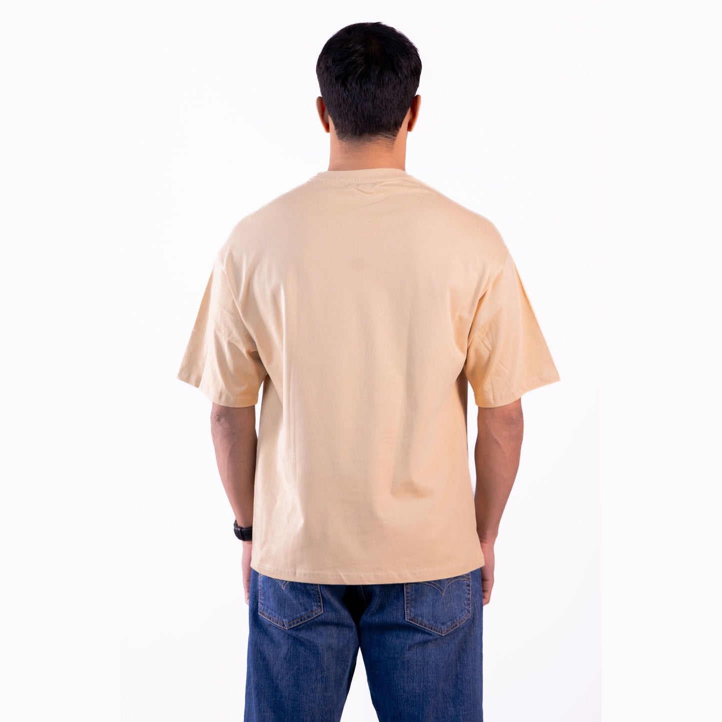 Sandstone casual oversized t-shirt back view – stylish and versatile for any occasion.
