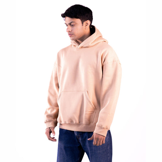 Beige sandstone hoodie front view – cozy unisex hoodie with a relaxed fit and premium feel.
