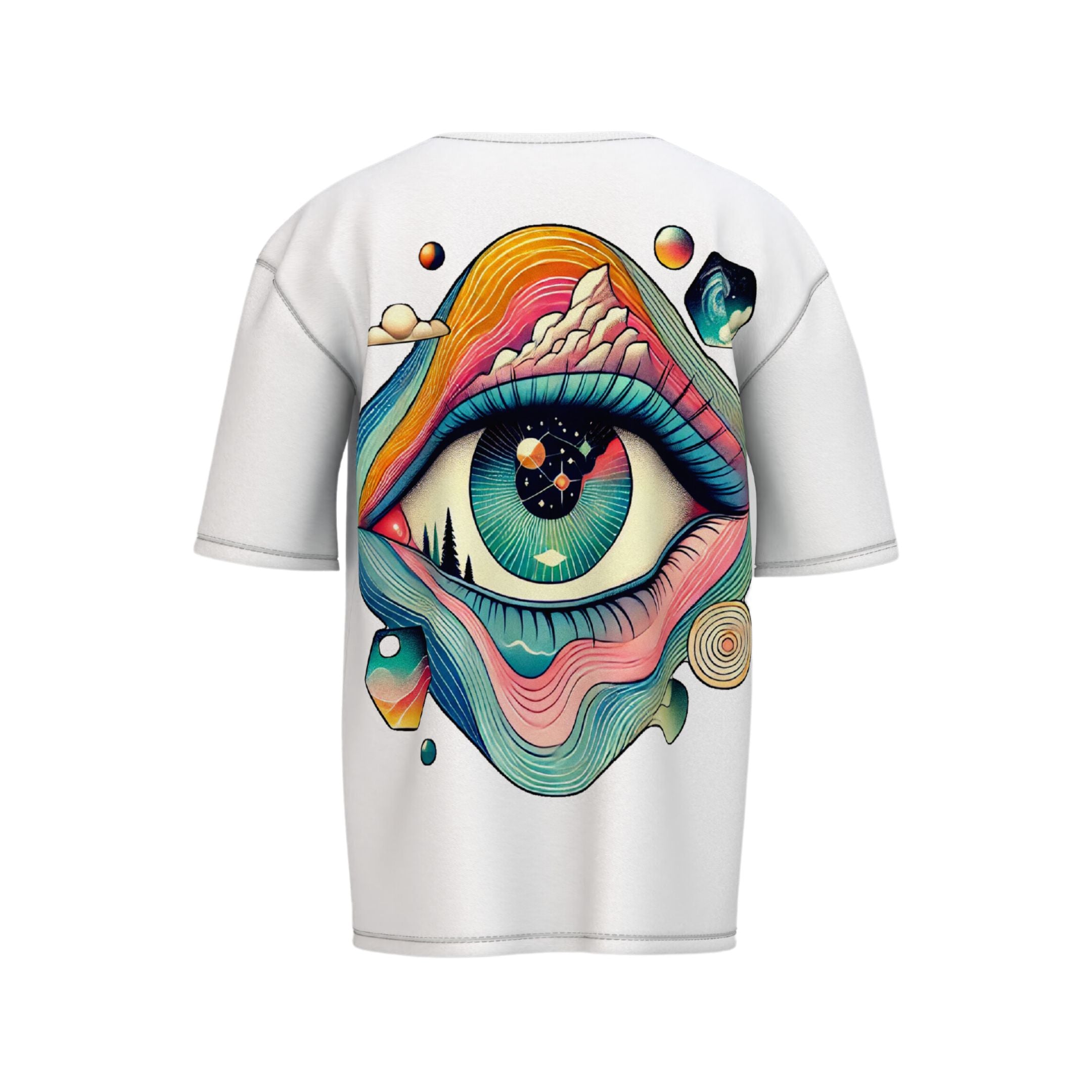 Unisex Eye of Reality oversized t-shirt – premium fabric with a unique and thought-provoking look.