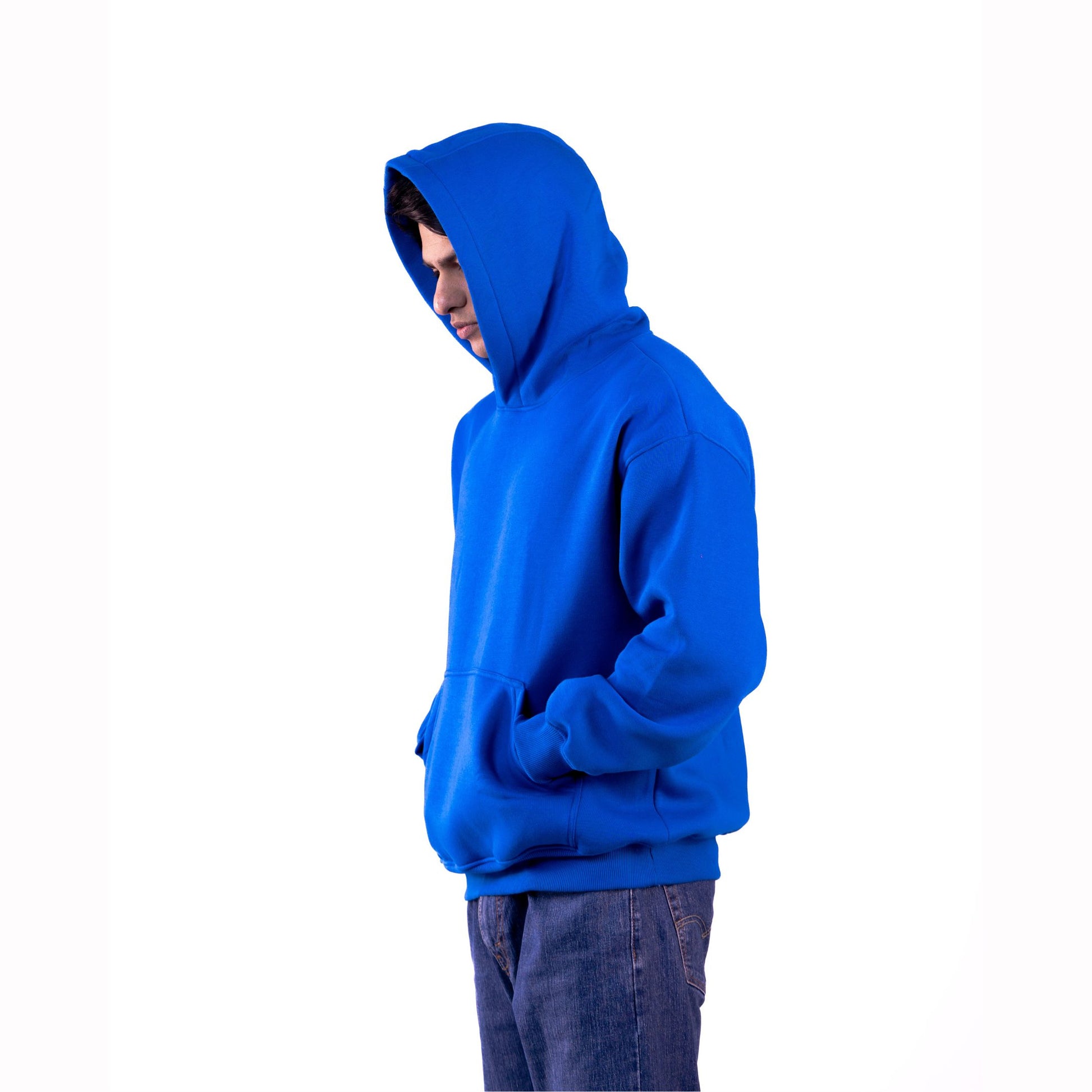 Horizon blue hoodie side view – stylish and versatile, perfect for casual wear.
