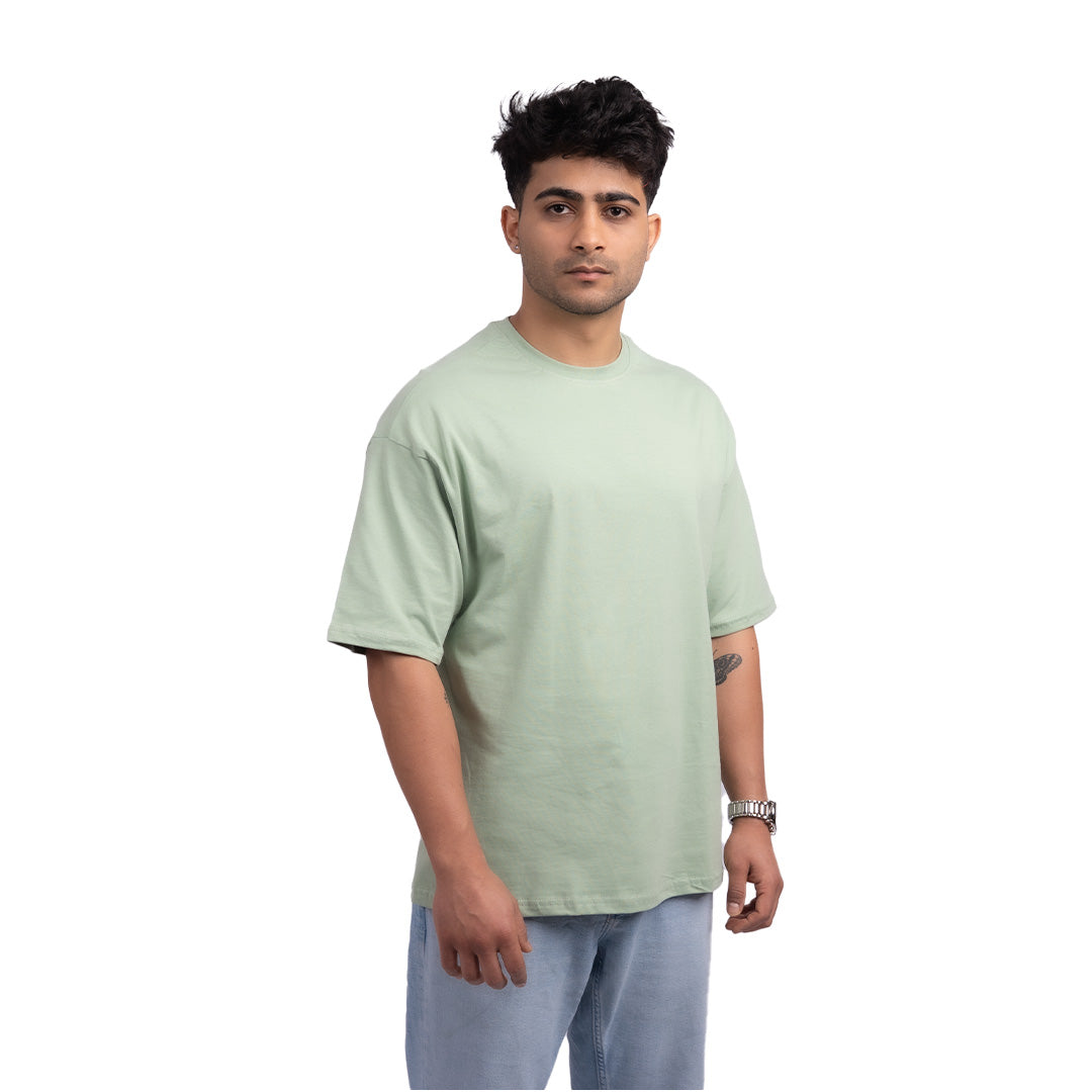 Teal oversized t-shirt front view – stylish oversized tee with a relaxed fit, featuring a rich teal hue for effortless everyday wear.