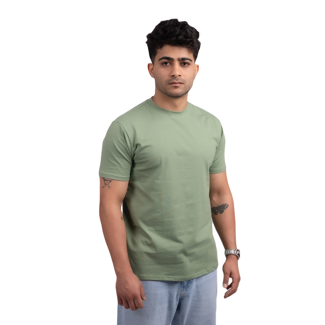 Teal regular-fit cotton t-shirt front view – classic everyday tee with a comfortable, breathable design.